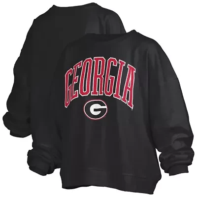 NCAA Georgia Bulldogs Janise Arch Over Logo Waist Length Oversized Pullover Sweatshirt