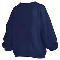 NCAA Michigan Wolverines Janise Arch Over Logo Waist Length Oversized Pullover Sweatshirt