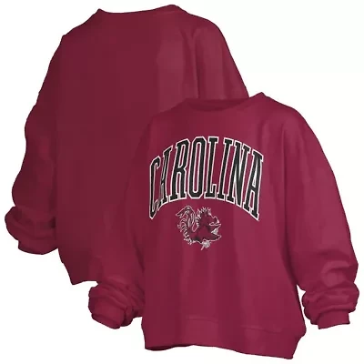 NCAA South Carolina Gamecocks Janise Arch Over Logo Waist Length Oversized Pullover Sweatshirt
