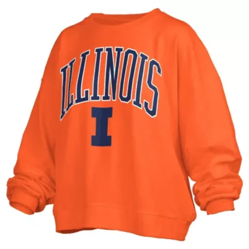 NCAA Illinois Fighting Illini Janise Arch Over Logo Waist Length Oversized Pullover Sweatshirt