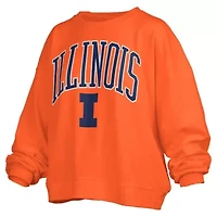 NCAA Illinois Fighting Illini Janise Arch Over Logo Waist Length Oversized Pullover Sweatshirt
