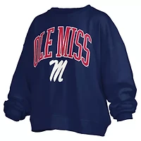 NCAA Ole Miss Rebels Janise Arch Over Logo Waist Length Oversized Pullover Sweatshirt