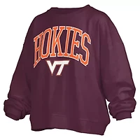 NCAA Virginia Tech Hokies Janise Arch Over Logo Waist Length Oversized Pullover Sweatshirt