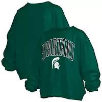 NCAA Michigan State Spartans Janise Arch Over Logo Waist Length Oversized Pullover Sweatshirt