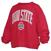 NCAA Ohio State Buckeyes Janise Arch Over Logo Waist Length Oversized Pullover Sweatshirt