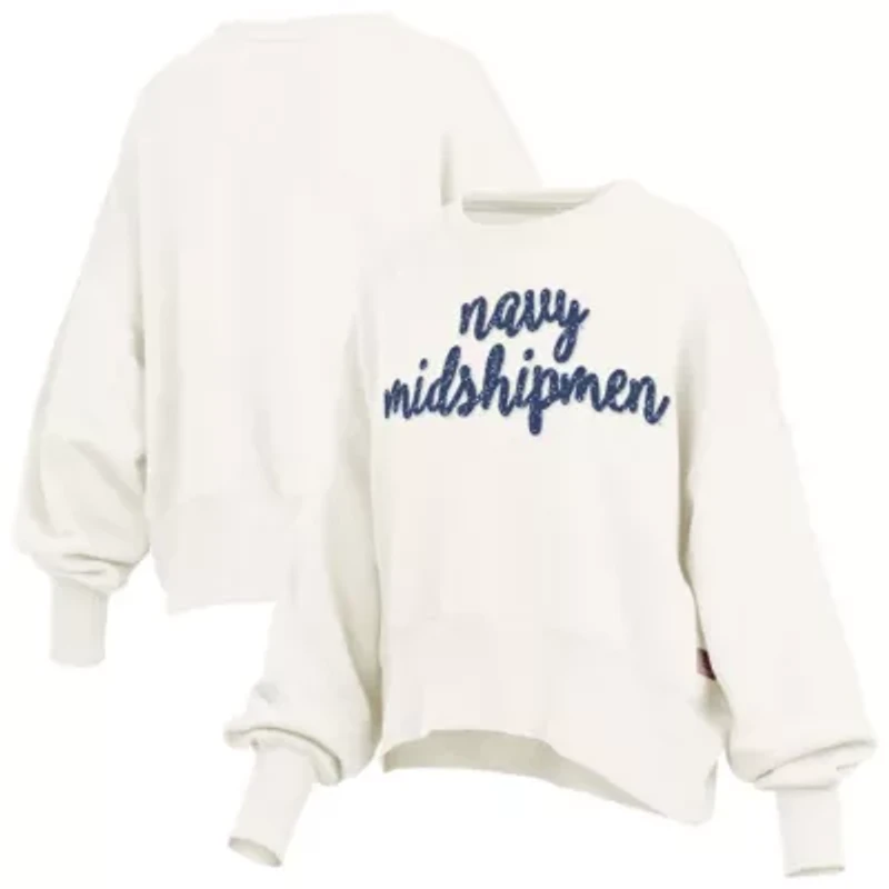 Navy Midshipmen NCAA Oversized Chelsea Waist Length Pullover Sweatshirt