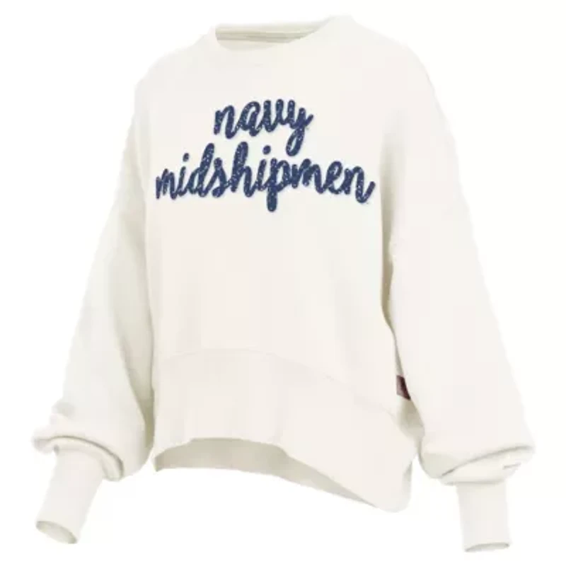 Navy Midshipmen NCAA Oversized Chelsea Waist Length Pullover Sweatshirt
