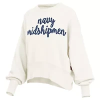 Navy Midshipmen NCAA Oversized Chelsea Waist Length Pullover Sweatshirt