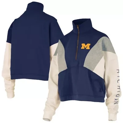 NCAA Michigan Wolverines Ferrara Color Block Quarter-Zip Sweatshirt