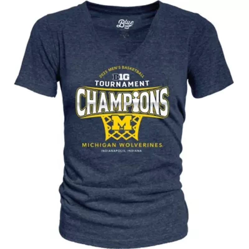 NCAA Michigan Wolverines 2025 Big Ten Basketball Conference Tournament s Tri-Blend V-Neck T-Shirt