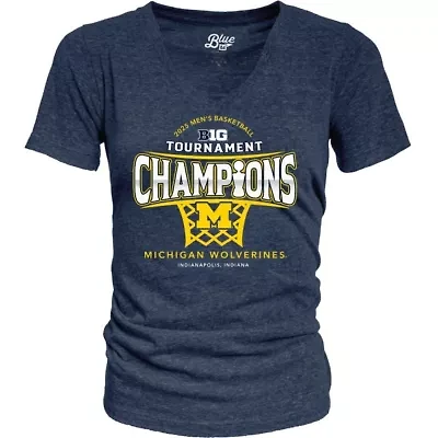 NCAA Michigan Wolverines 2025 Big Ten Basketball Conference Tournament s Tri-Blend V-Neck T-Shirt
