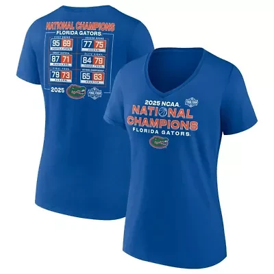 NCAA Fanatics Florida Gators 2025 Basketball National s Schedule V-Neck T-Shirt