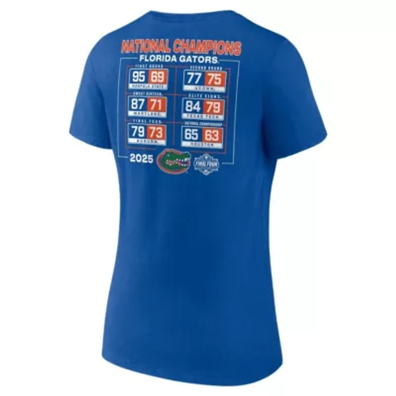 NCAA Fanatics Florida Gators 2025 Basketball National s Schedule V-Neck T-Shirt