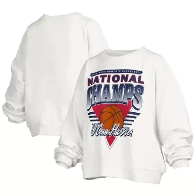 Connecticut Huskies NCAA UConn 2025 Basketball National s Trilogy Janice Oversized Fleece Pullover Sweatshirt