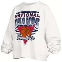 Connecticut Huskies NCAA UConn 2025 Basketball National s Trilogy Janice Oversized Fleece Pullover Sweatshirt