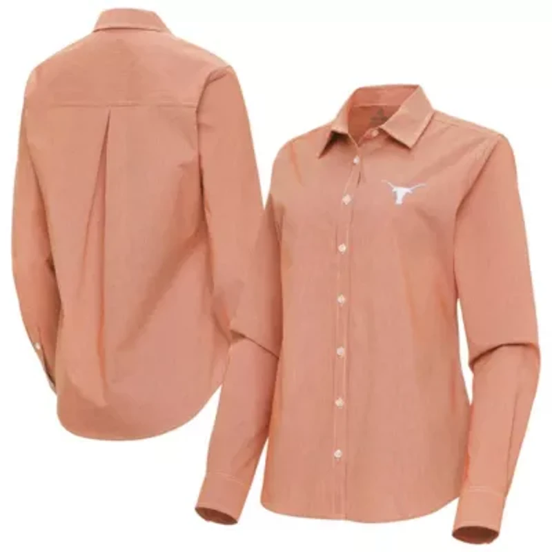 NCAA Burnt Texas Longhorns Porter Woven Tri-Blend Long Sleeve Button-Up Shirt