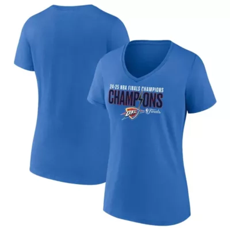 NBA Fanatics Oklahoma City Thunder 2025 Finals s Fast Break Hometown V-Neck T-Shirt