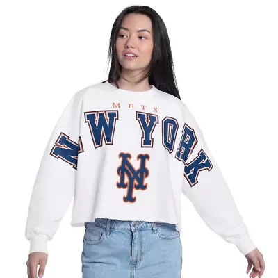 MLB New York Mets Bleachers Cropped Pullover Sweatshirt