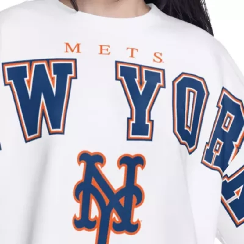 MLB New York Mets Bleachers Cropped Pullover Sweatshirt