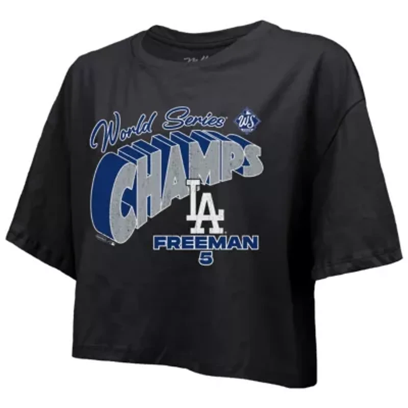 MLB Freddie Freeman Los Angeles Dodgers 2025 World Series s Name & Number Boxy Cropped T-Shirt
