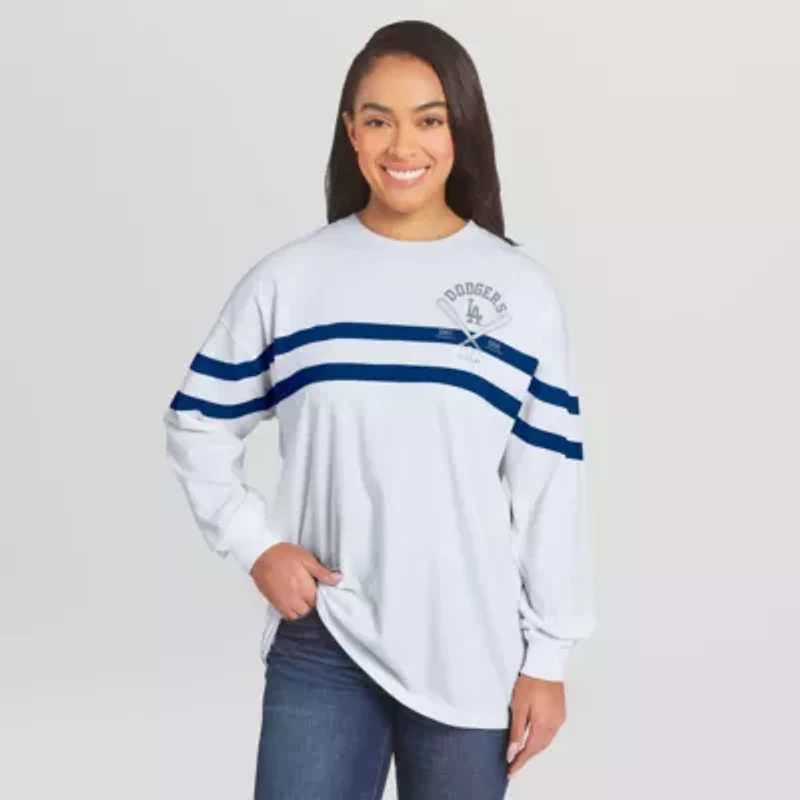 MLB Los Angeles Dodgers Oversized Long Sleeve Striped T-Shirt