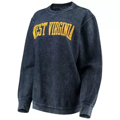 NCAA West Virginia Mountaineers Comfy Cord Vintage Wash Basic Arch Pullover Sweatshirt