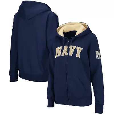 Navy Midshipmen NCAA Arched Name Full-Zip Hoodie