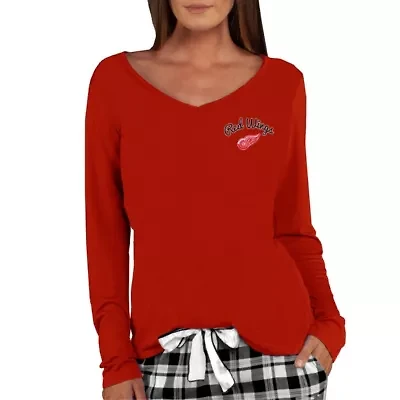 NHL Detroit Wings Marathon Knit Long Sleeve V-Neck Top
