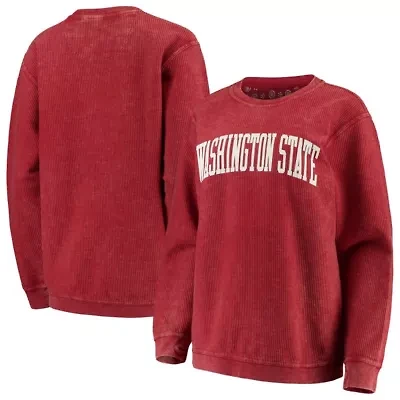 NCAA Washington State Cougars Comfy Cord Vintage Wash Basic Arch Pullover Sweatshirt