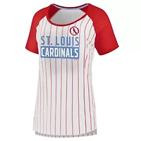 MLB Fanatics St. Louis Cardinals Cooperstown Collection Iconic Pinstripe Raglan Scoop Neck T-Shirt