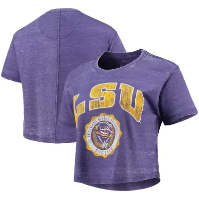 NCAA LSU Tigers Edith Vintage Burnout Crop T-Shirt