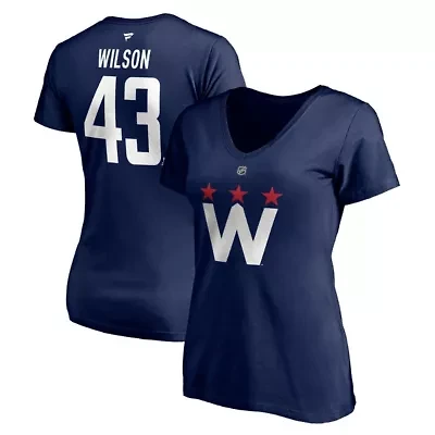 NHL Fanatics Tom Washington Capitals 2020/21 Alternate Authentic Stack Name & Number V-Neck T-Shirt