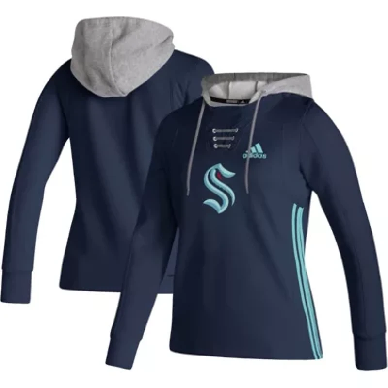 NHL Deep Sea Seattle Kraken Skate Lace AEROREADY Pullover Hoodie