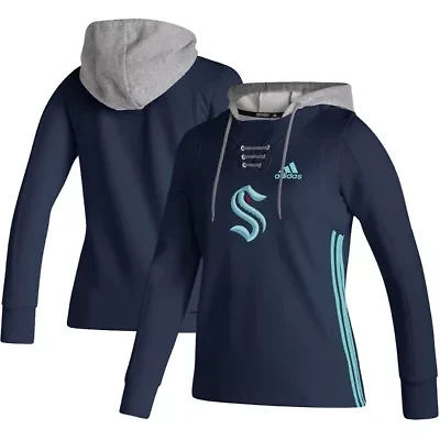 NHL Deep Sea Seattle Kraken Skate Lace AEROREADY Pullover Hoodie