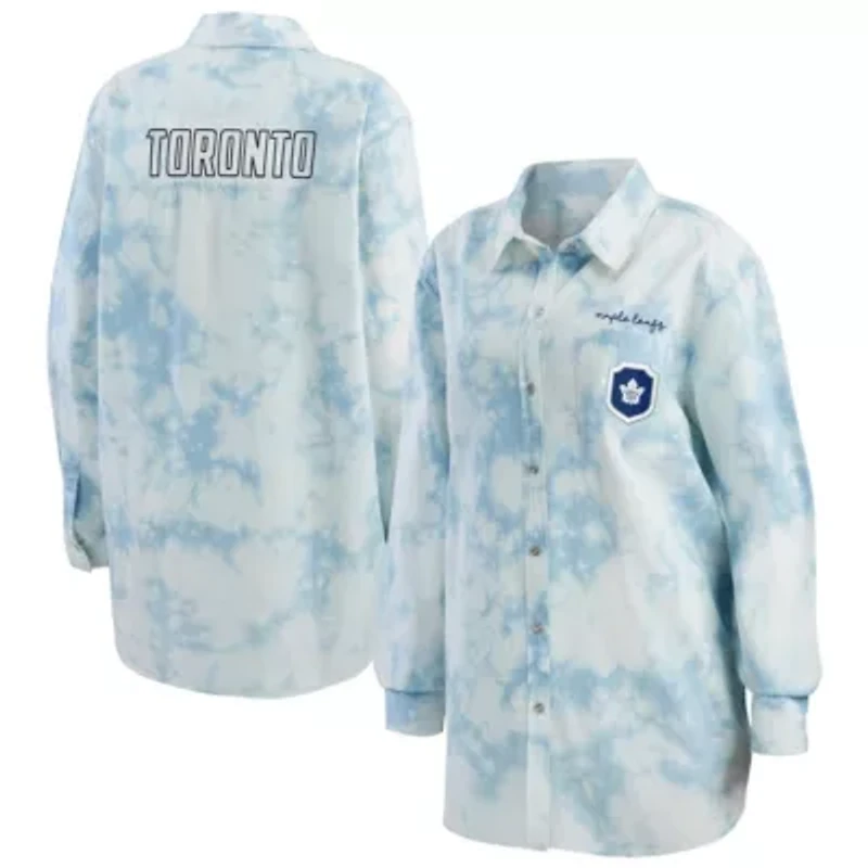 NHL Toronto Maple Leafs Oversized Tie-Dye Button-Up Shirt