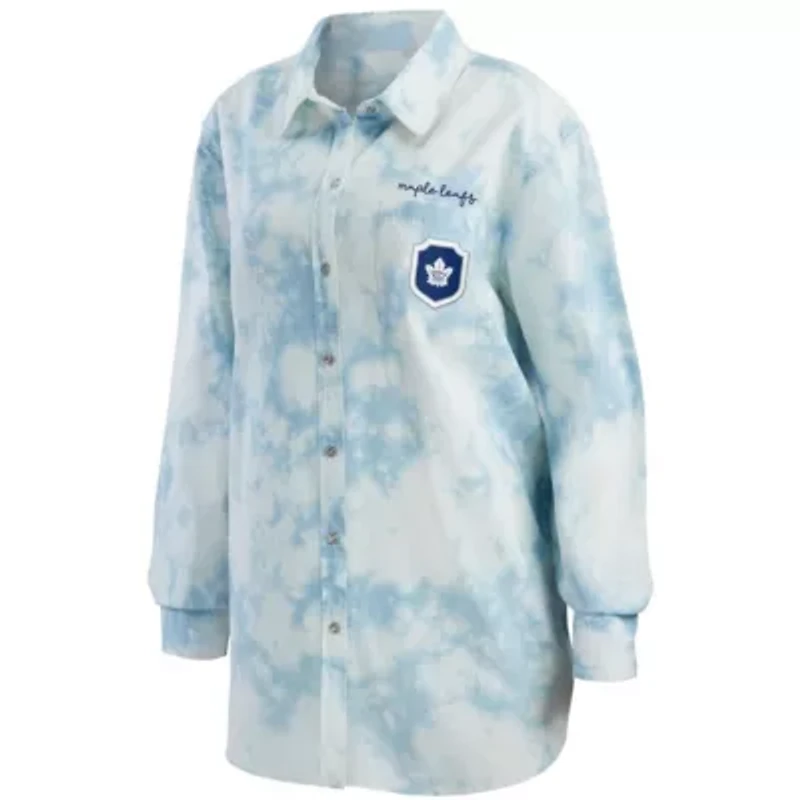 NHL Toronto Maple Leafs Oversized Tie-Dye Button-Up Shirt