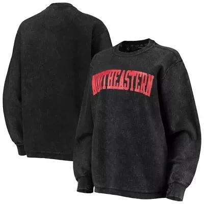 NCAA Northeastern Huskies Comfy Cord Vintage Wash Basic Arch Pullover Sweatshirt