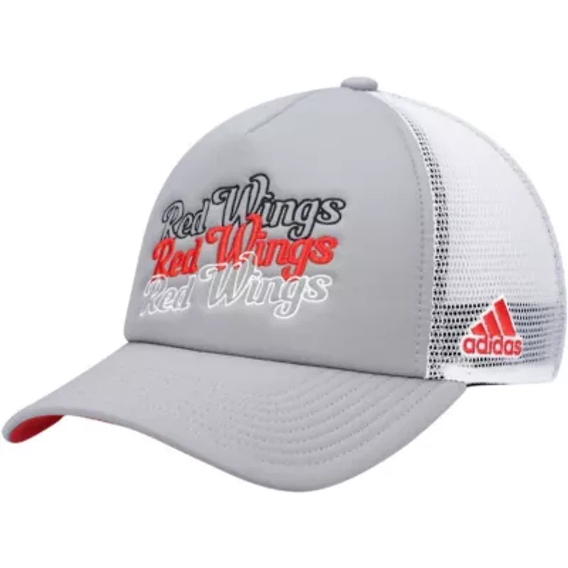 NHL Gray/White Detroit Wings Foam Trucker Snapback Hat