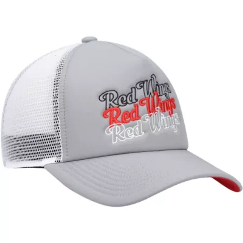 NHL Gray/White Detroit Wings Foam Trucker Snapback Hat