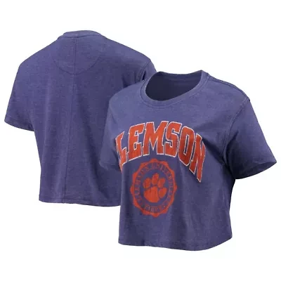 NCAA Clemson Tigers Edith Vintage Burnout Crop T-Shirt