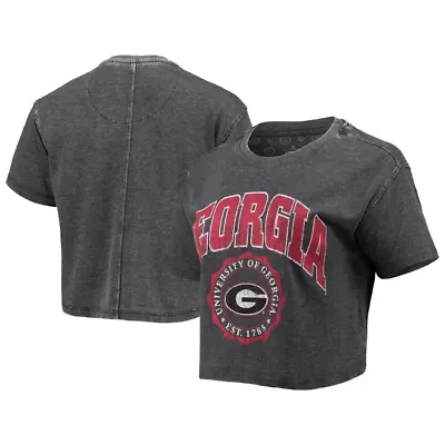 NCAA Georgia Bulldogs Edith Vintage Burnout Crop T-Shirt