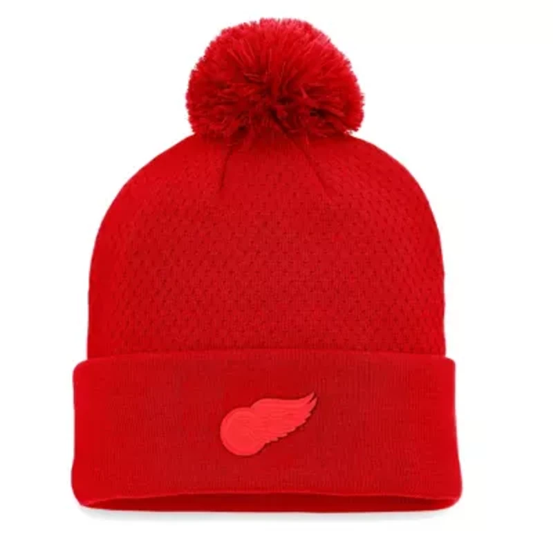 NHL Fanatics Detroit Wings Authentic Pro Road Cuffed Knit Hat with Pom