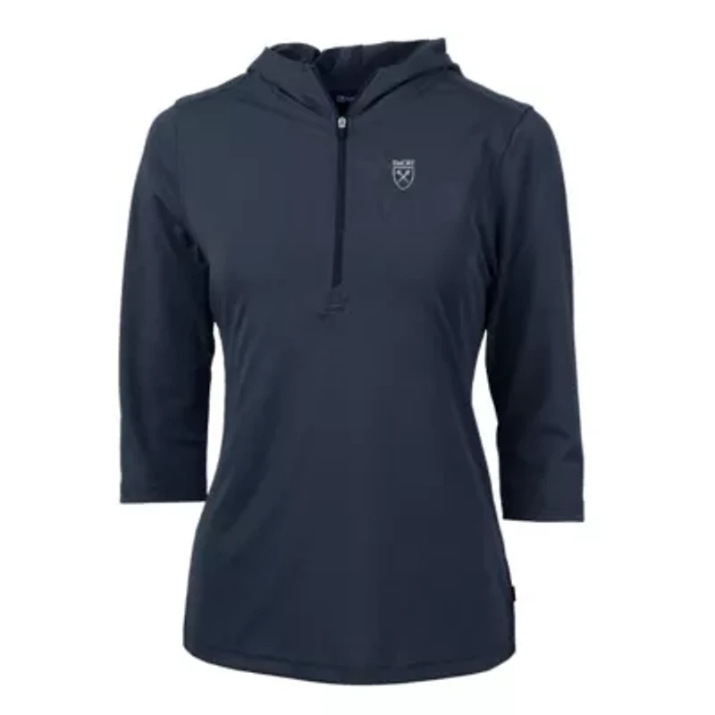 NCAA Emory Eagles Virtue Eco Pique Half-Zip 3/4 Sleeve Pullover Hoodie