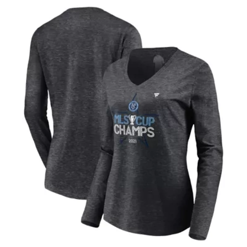 MLS Fanatics ed New York City FC 2021 Cup s Locker Room Long Sleeve V-Neck T-Shirt