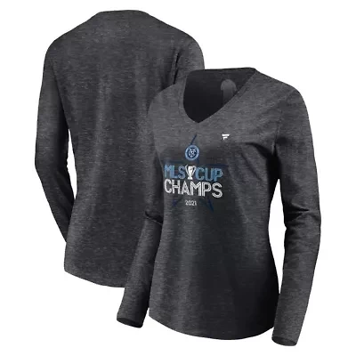 MLS Fanatics ed New York City FC 2021 Cup s Locker Room Long Sleeve V-Neck T-Shirt
