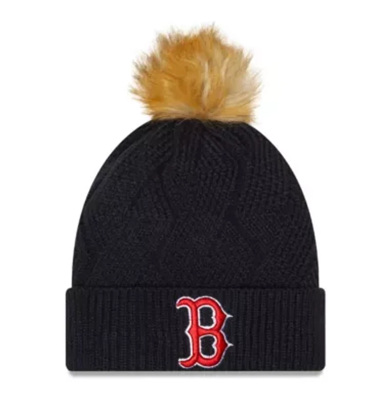 Boston Red Sox MLB Boston Sox Snowy Cuffed Knit Hat with Pom