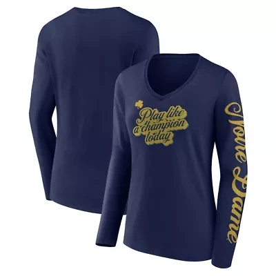 NCAA Fanatics Notre Dame Fighting Irish Play Like a Today 2-Hit V-Neck Long Sleeve T-Shirt