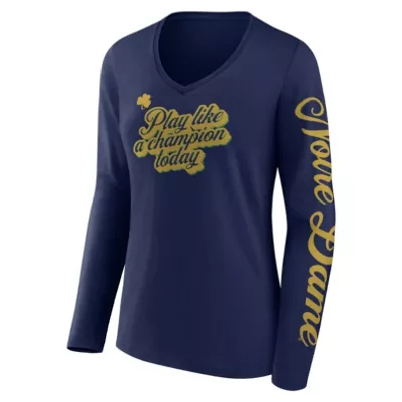 NCAA Fanatics Notre Dame Fighting Irish Play Like a Today 2-Hit V-Neck Long Sleeve T-Shirt