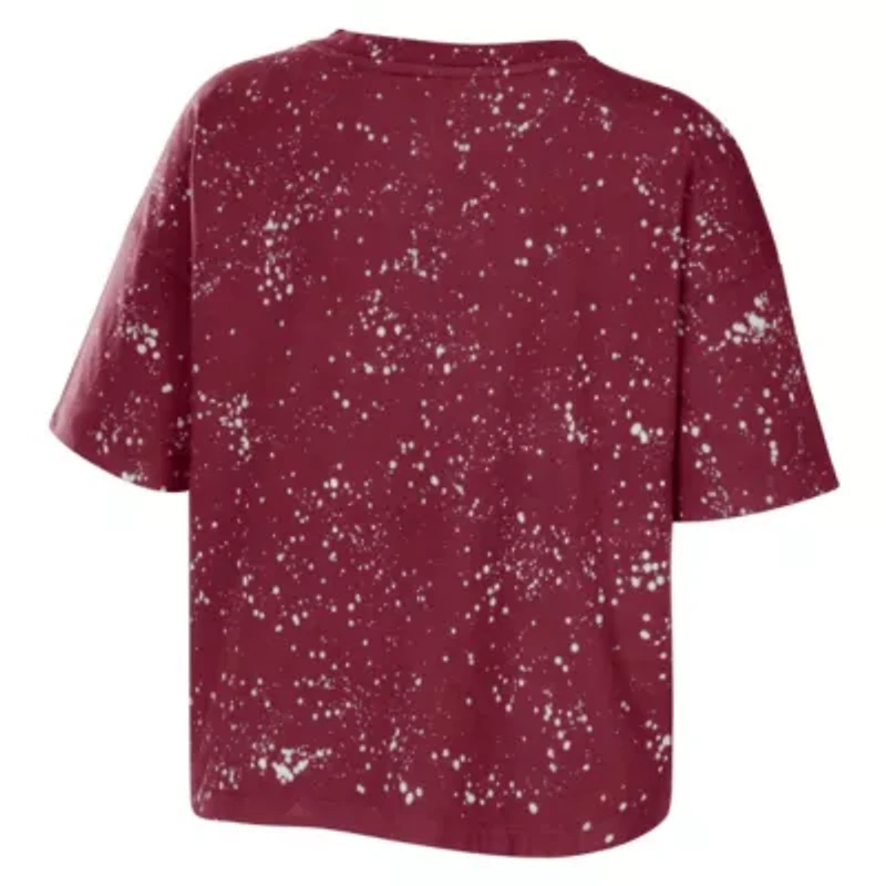 NCAA South Carolina Gamecocks Bleach Wash Splatter Cropped Notch Neck T-Shirt