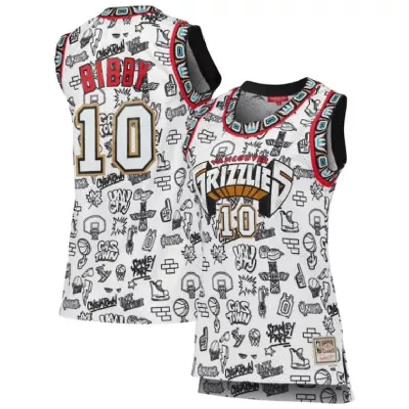 Hardwood Classic Teams Mike Bibby Vancouver Grizzlies 1998 Doodle Swingman Jersey